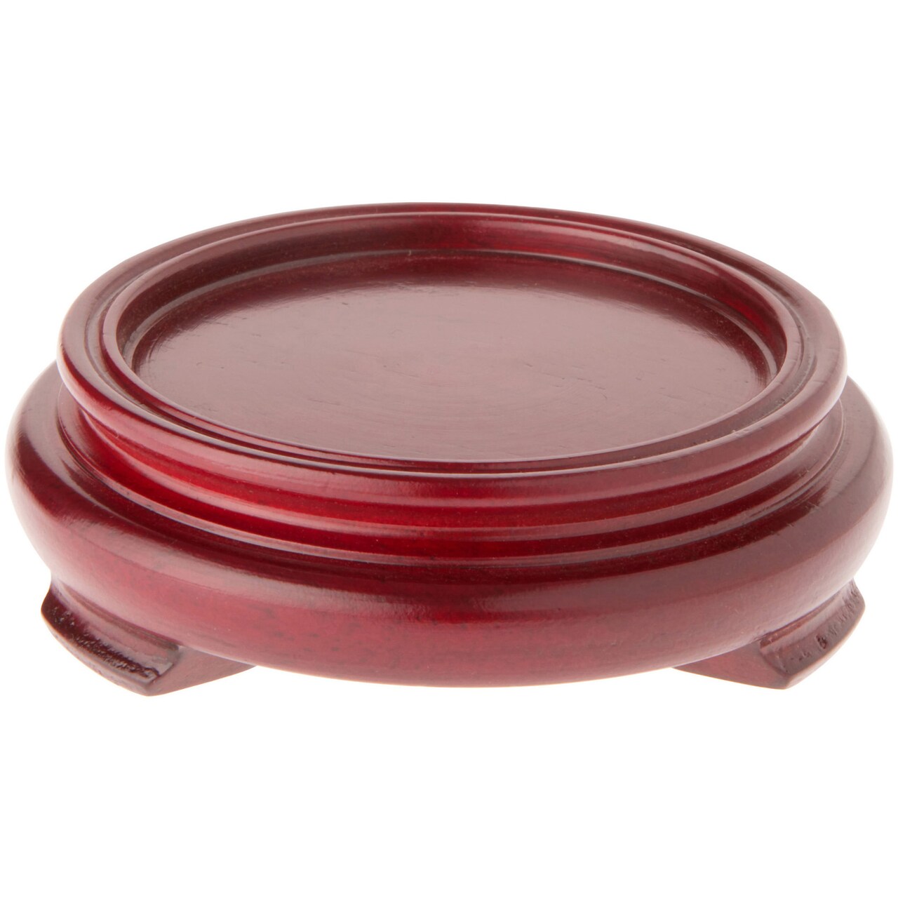 Plymor Red Round Wood Veneer Footed Display Base, 3.625" W x 3.625" D x 1.25" H (2.5" Display Diameter)